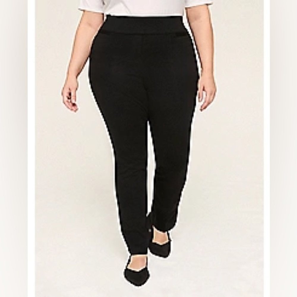 Like New! Lane Bryant Ponte Pull-On Straight Pant, Size 12, Black
